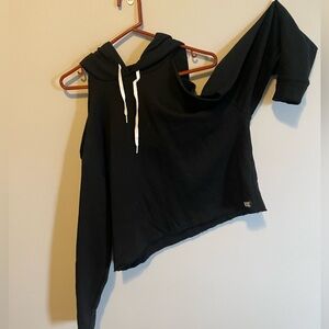 PINK open shoulder hooded sweater